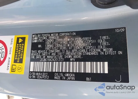 2010 Lexus Rx 450H from USA, damaged, VIN JTJBC1BA2A2013721